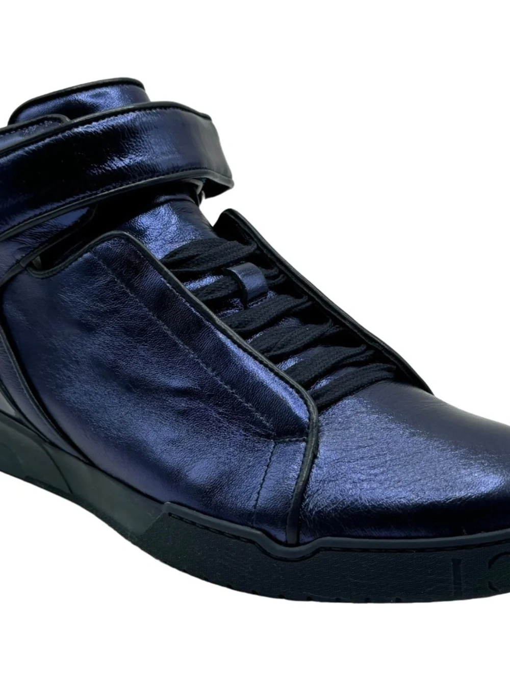 Gucci Mens Blue Leather High Top Sneakers 337216 5G Fits US 7-7.5 NIB